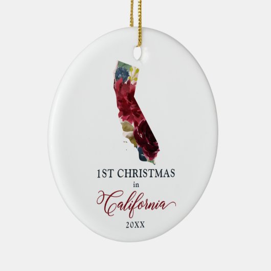カリフォルニア州の移動の最初のパーソナライズされたクリスマス セラミックオーナメント (右)