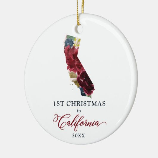 カリフォルニア州の移動の最初のパーソナライズされたクリスマス セラミックオーナメント (左)