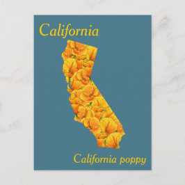 カリフォルニア州の花コラージュ地図 ポストカード