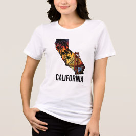 カリフォルニア州の輪郭タトゥースタイルのヤシの木 トライブレンドＴシャツ