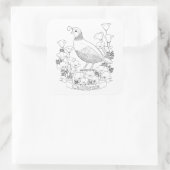 カリフォルニア州の鳥と花の着色ページ スクエアシール (バッグ)