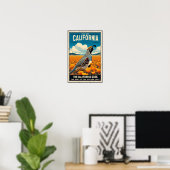 カリフォルニア州の鳥 - カリフォルニアウズラのヴィンテージ ポスター (ホームオフィス)