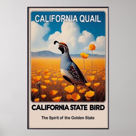 カリフォルニア州の鳥 - カリフォルニアウズラ ヴィンテージ ポスター (正面)