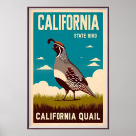カリフォルニア州の鳥 - カリフォルニアウズラ ヴィンテージ ポスター