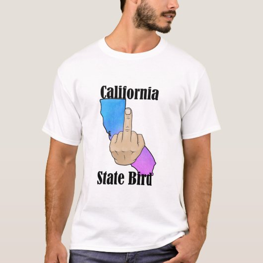 カリフォルニア州の鳥Tシャツ中指の色 Tシャツ (正面)