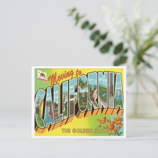 カリフォルニア州へのヴィンテージ変更の所在地 案内ポストカード (スタンド正面)