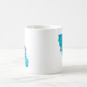 カリフォルニア州アクアブルーウォーターカラーネームカスタム コーヒーマグカップ (中央)