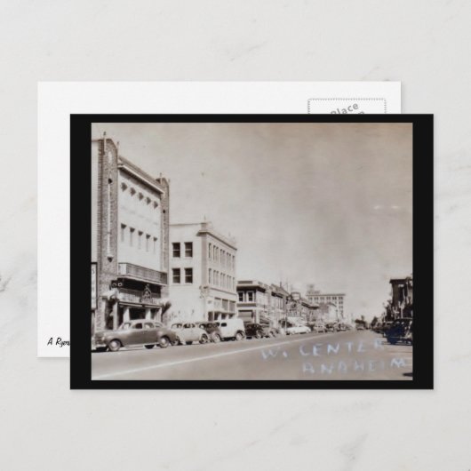 カリフォルニア州アナハイム市W.センター1940年代ヴィンテージ ポストカード (正面/裏面)