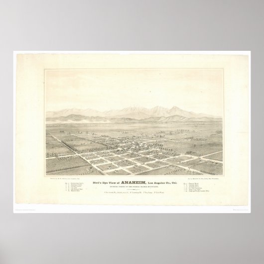 カリフォルニア州アナハイム。パノラママップ(0025A) – 復元なし ポスター (正面)