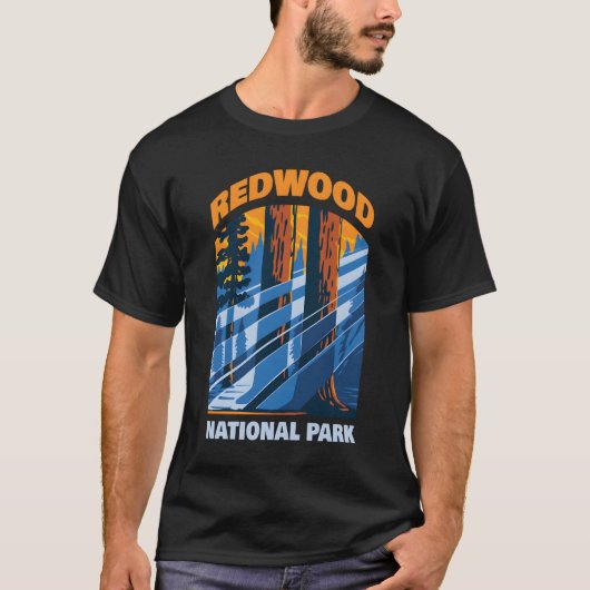 カリフォルニア州アメリカ国立公園 レッドウッド Tシャツ (正面)