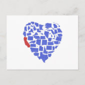 カリフォルニア州アメリカ州ハートモザイクブルーカリ ポストカード (正面)
