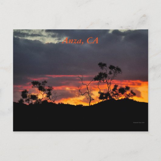 カリフォルニア州アンザの夕日 ポストカード (正面)