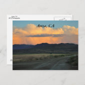 カリフォルニア州アンザの夕日 ポストカード (正面/裏面)