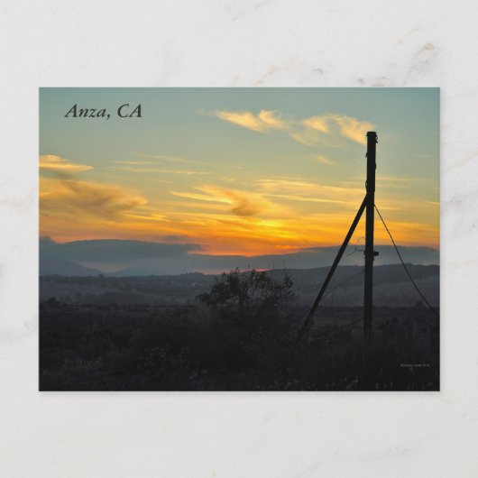 カリフォルニア州アンザの夕日 ポストカード (正面)