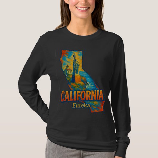 カリフォルニア州アートTシャツ - オイルペイントブラシ Tシャツ (正面)