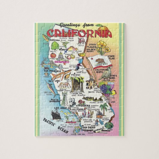 カリフォルニア州イラスト入りジグソーパズル 8x10 ジグソーパズル (縦)