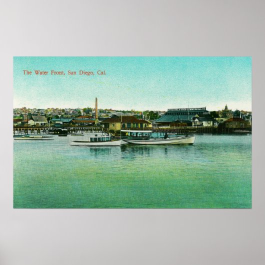 カリフォルニア州ウォーターフロントサンディエゴの景色 ポスター (正面)