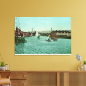 カリフォルニア州ウォーターフロントレッドウッドシティのビュー キャンバスプリント (インサイチュ (リビング))