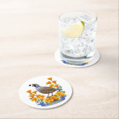 カリフォルニア州ウズルバード&ポピーフラワー ラウンドペーパーコースター (インサイチュ)