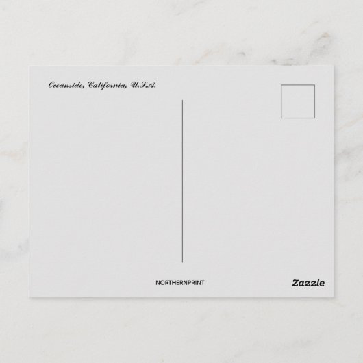 カリフォルニア州オシャンサイドのビーチでの一日 ポストカード (裏面)