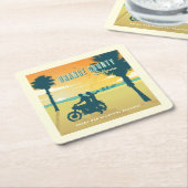 カリフォルニア州オレンジカウンティビーチ スクエアペーパーコースター (アングル)