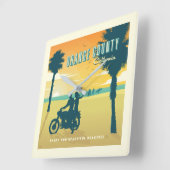 カリフォルニア州オレンジカウンティビーチ スクエア壁時計 (傾斜)