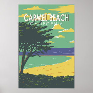 カリフォルニア州カーメルビーチ 旅行 アート ヴィンテージ ポスター