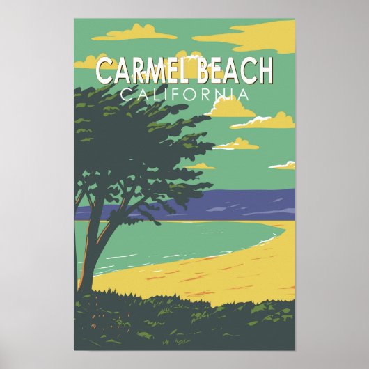 カリフォルニア州カーメルビーチ 旅行 アート ヴィンテージ ポスター (正面)
