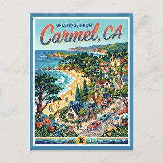 カリフォルニア州カーメル グリーティング レトロ コースト カリフォルニア ポストカード