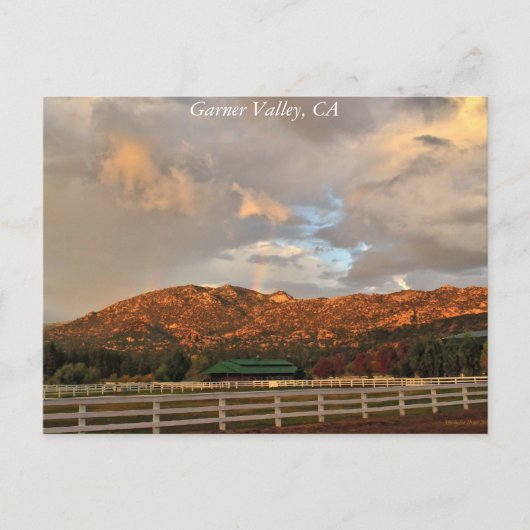 カリフォルニア州ガーナーバレーのレインボーハガキ ポストカード (正面)