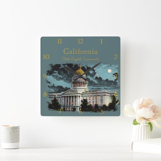 カリフォルニア州キャピトルムーンライカスタムトスクエアW スクエア壁時計 (ホーム)