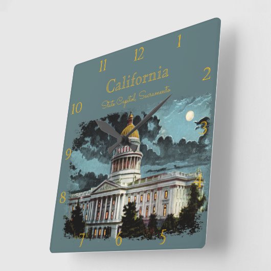 カリフォルニア州キャピトルムーンライカスタムトスクエアW スクエア壁時計 (傾斜)