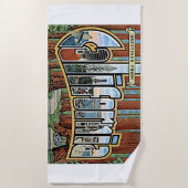 カリフォルニア州グリーティングスレトロウェストコーストアート ビーチタオル (正面)