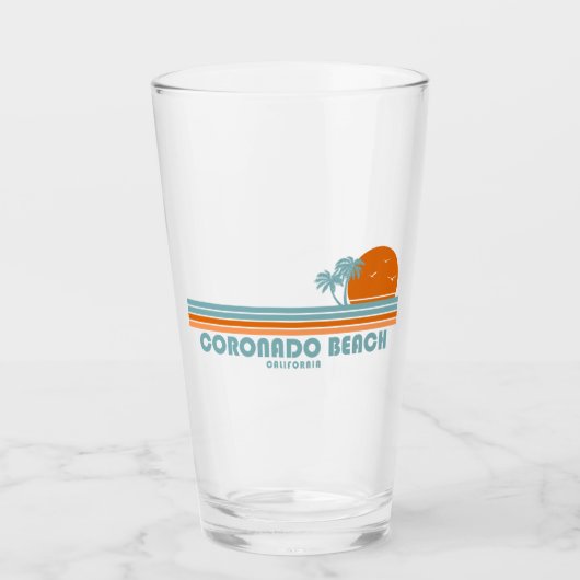 カリフォルニア州コロナドビーチ ヤシの木と太陽 タンブラーグラス (正面)