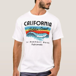 カリフォルニア州ゴールデンコースト、ヴィンテージサンセットグラフィック Tシャツ