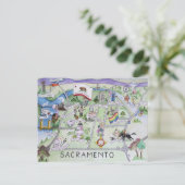 カリフォルニア州サクラメントからの挨拶！ ポストカード (スタンド正面)