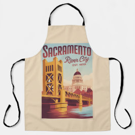 カリフォルニア州サクラメントのヴィンテージ旅行ポスター エプロン