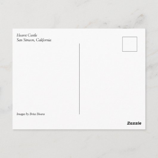 カリフォルニア州サンシメオンのハースト城 ポストカード (裏面)