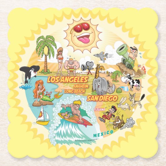 カリフォルニア州サンシャインパラダイススキャロップコースター ペーパーコースター (正面)