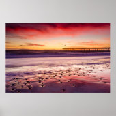 カリフォルニア州サンセットの海の岬と桟橋 ポスター (正面)