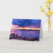 カリフォルニア州サンタクルーズにある灯台 カード (黄色い花)