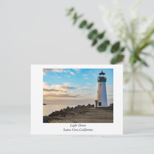カリフォルニア州サンタクルーズにある灯台 ポストカード (スタンド正面)