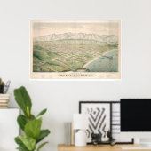 カリフォルニア州サンタバーバラ。パノラママップ1877 (1581A) ポスター (ホームオフィス)