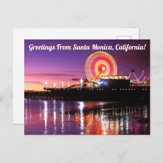 カリフォルニア州サンタモニカからの挨拶 ポストカード (正面/裏面)