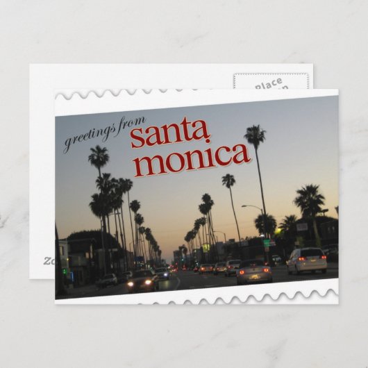 カリフォルニア州サンタモニカからの挨拶 ポストカード (正面/裏面)