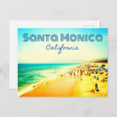 カリフォルニア州サンタモニカ夏のビーチシーン ポストカード (正面/裏面)