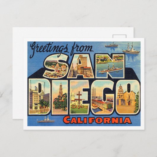 カリフォルニア州サンディエゴからの挨拶 ポストカード (正面/裏面)