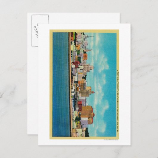 カリフォルニア州サンディエゴからサンディエゴのスカイライン ポストカード (正面/裏面)