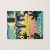 カリフォルニア州サンディエゴのシーガル付きスカイライン ジグソーパズル (横)