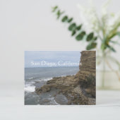 カリフォルニア州サンディエゴのビーチと岩 ポストカード (スタンド正面)